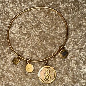 Alex and Ani Gold Rafaelian Gold “S” Charm Bangle Bracelet - NIP